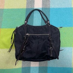 MZ Wallace Bianca Black Nylon Bedford Moto Shoulder Handbag Tote Women’s Bag